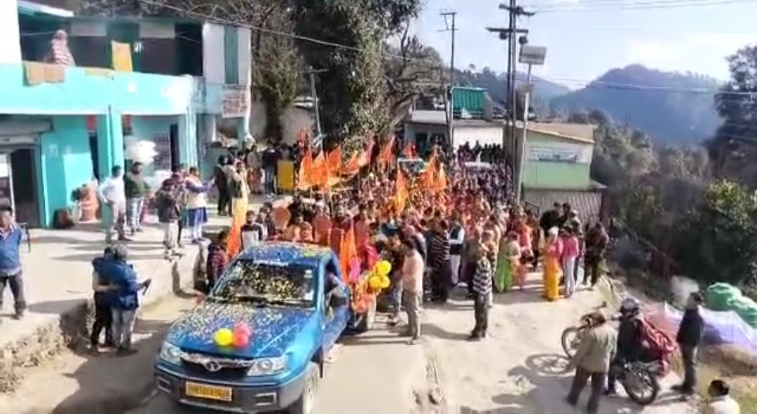 अयोध्या से चैलूसैण पहुंची भव्य अक्षत कलश यात्रा उमड़ा आस्था का जनसैलाब